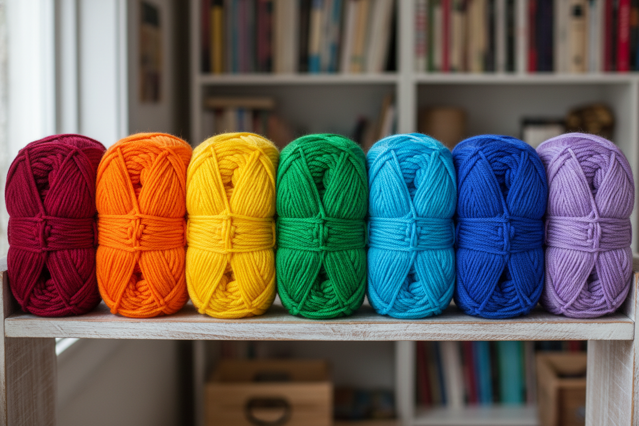 yarn in each color of the rainbow